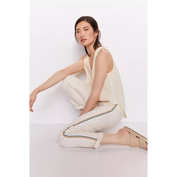 Anthropologie Pilcro Cream Rainbow Mid-Rise Slim Boyfriend Jeans Size 25… - Picture 3 of 4